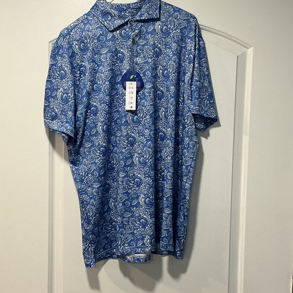 Tailorbyrd Blue Paisley Polo Shirt